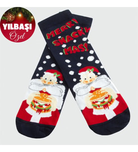 Noel Baba Yılbaşı Penye Çorap (Lacivert)