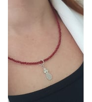 Ananas Doğaltaş Gümüş Kolye