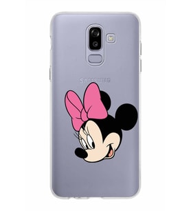 Samsung Galaxy J8 Kapak Minnie Mouse Tasarımlı Şeffaf Silikon Kılıf