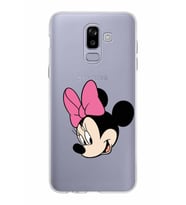 Samsung Galaxy J8 Kapak Minnie Mouse Tasarımlı Şeffaf Silikon Kılıf