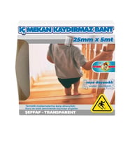 İç Mekan Zemin için Kaydırmaz Bant Şeffaf 25mm X 5mt 