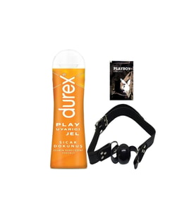 Durex Play Sıcak Dokunuş Bay Bayan Uyarıcılı Jel 100 ml + Siyah Deri Ağız Topu + Hediye