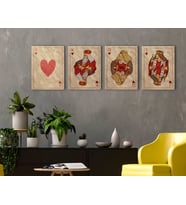 BK Home İskambil Tasarımlı 4'lü Kanvas Tablo-2