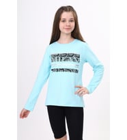 Toontoy Kız Çocuk Milan Baskılı Sweatshirt (Mint Yeşil)