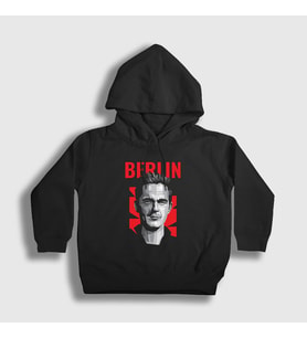 Presmono Unisex Çocuk Siyah Berlin La Casa De Papel Kapüşonlu Sweatshirt 196562tt