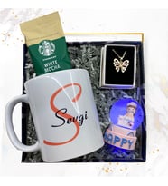 Kişiye Özel Kupa Işıklı Küre Kelebek Kolye Kahve Hediye Seti 15