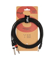 STAGG SYC3/MPSB2P E Y SES KABLOSU 3 METRE (3.5 MM STEREO MİNİ JACK - 2 X 6.35 MM MONO JACK)