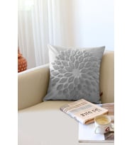 Bohem Özel Tasarım Punch Panç Desen Kare Dekoratif Kırlent Kılıfı 43x43 cm Flower Gri