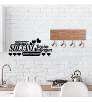 BK Home Doğal Ahşap Dekoratif Fincan Askılığı ve Mutfak Duvar Süsü-9 (Siyah)