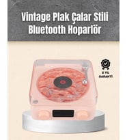 Retro Bluetooth Hoparlör – Yumuşak Gece Lambası Ve Saat Göstergeli