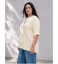 LCW Curve Ekru Büyük Beden Bisiklet Yaka Bluz