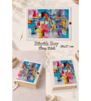 Renkli Şehir 38x27 cm Büyük Boy Kitap Kılıfı Rahle Boy Uyumlu