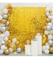 Altın Gold Renk Dikdörtgen Kesim Parlak Sim Görünümlü Fon Perde Dekor 1x2 Metre