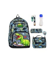 3 Göz Dinosaurs Okul Çantası + Termal Beslenme + Kalemlik + Anahtarlık + Suluk Dinozor Çanta (Çok Renkli)