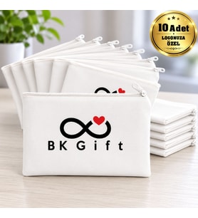 Logonuza Özel 10 Adet 19x12 cm Fermuarlı Kumaş El Cüzdanı Kurumsal Baskılı Promosyon