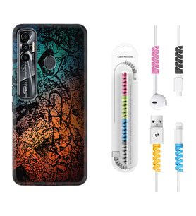 Tecno Spark 6 6 Go 8C 8 Pro 7 7 Pro Kılıf Kablo Koruma Spiral Silikon İşaretler Tuval 1716