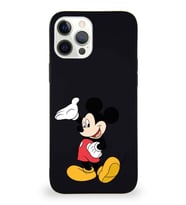Apple iPhone 12 Pro Max Soft Premier Kapak Mickey Mouse-C Tasarımlı Silikon Kılıf - Siyah (Şeffaf)
