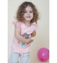 Breeze Kız Çocuk Tişört Çılgın Kız Baskılı Kolları Nakış Güpürlü 1.5-5 Yaş, Somon