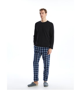 LC WAIKIKI Lacivert Standart Kalıp Ekose Polar Pijama Alt