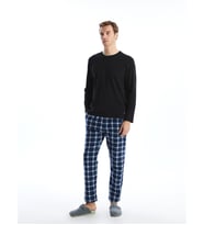 LC WAIKIKI Lacivert Standart Kalıp Ekose Polar Pijama Alt