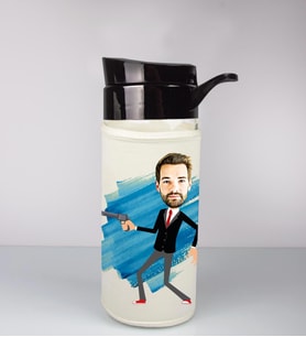 Kişiye Özel Karikatür Tasarım Özel Koruma Kılıflı Cam Matara 96115