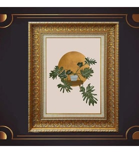 Gold Altın Kalın Çerçeveli Paspartulu Tablo c1220