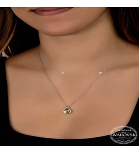 Swarovski Crystal Taşlı Gümüş Kalp Kadın Kolye
