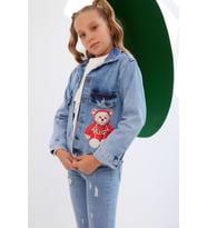 Little Star Kız Çocuk Ayıcıklı Kot Ceket (DENIM)
