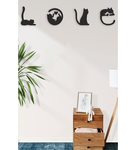 Numa Concept Love Duvar Yazısı Dekoratif Ahşap Tablo lazer kesim (Siyah)
