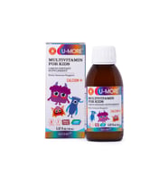 U-MORE Multivitamin ve Kalsiyumlu Çocuk Şurubu, Çinko, Vitamin C, B3, E, B5, B2, B1, B6, A, D - 150 ML