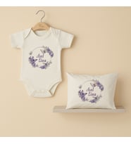 Pia Baby Premium %100 Pamuk İsme Özel Organik Baskılı Çıtçıtlı Bebek Body Ve Yastık Kılıfı 5020-19 (Ekru)
