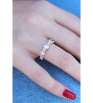 Gold Renk Zirkon Taşlı Kadın Yüzük (Altın)