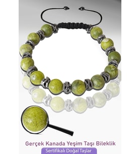 Sertifikalı Gerçek Kanada Yeşim Taşı Bileklik - Ayarlamalı (Çok Renkli)
