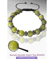 Sertifikalı Gerçek Kanada Yeşim Taşı Bileklik - Ayarlamalı (Çok Renkli)
