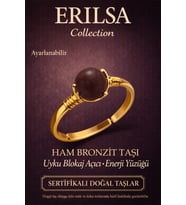 Sertifikalı Uyku Blokaj Açıcı Enerji Yüzüğü - Ham Bronzit Taşı Gold Ayarlanabilir Oğlak Boğa (Çok Renkli)