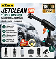 Ezere JetClean Pro 18000rpm Şarjlı Yüksek Basınçlı Araç ve Bahçe Yıkama Tem - HUOBPS4497-3