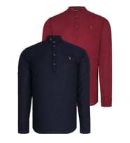 İKİLİ SET G783 DEWBERRY HAKİM YAKA GÖMLEK-BORDO-LACİVERT