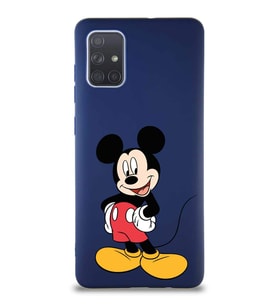 Samsung Galaxy A71 Soft Premier Kapak Mickey Mouse-E Tasarımlı Silikon Kılıf - Lacivert (Şeffaf)