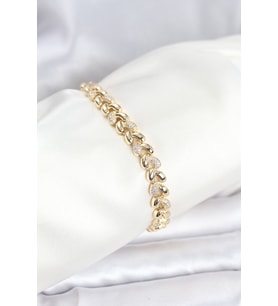 Pirinç Gold Renk VIP Seri Sarmal Damla Model Zirkon Taşlı Kadın Bileklik - TJ-BB8268