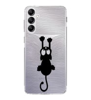 PrintiFy Samsung Galaxy S24 FE ile Kamera Korumalı Kapak Çizgi Kedi (siyah) Tasarımlı Şeffaf Kılıf