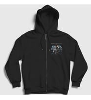 Presmono Unisex Siyah Pain Demons And Wizards Fermuarlı Kapüşonlu Sweatshirt 409711tt