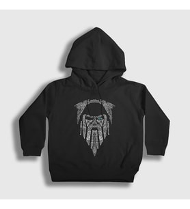 Presmono Unisex Çocuk Siyah Odin V2 Vikings Kapüşonlu Sweatshirt 222168tt