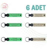 F Yeşili & S Kahve, Yılbaşı Kutlamalarına Küçük Hediye, 6’lı Set, İsim Yazılabilen Deri Anahtarlık