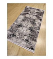 MAKROSER STİL 1640-2 GRİ SİYAH KADİFE KAYMAZ INCE HALI 80X150 CM