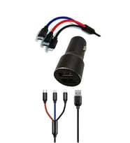 Çoklu Hızlı Şarj Kablosu ve Seyahat Araç Şarj Soketi Type-C Mikro İphone Uyumlu 1.2 Metre 3A