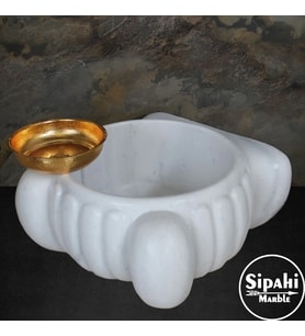 Sipahi Marble Beyaz Mermer Özel Tasarım Yuvarlak Kurna