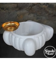Sipahi Marble Beyaz Mermer Özel Tasarım Yuvarlak Kurna