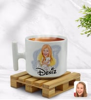 BK Gift Kişiye Özel Kadın Mimar Karikatürlü T Kulplu Beyaz Middle Kupa Bardak-1