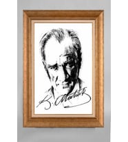 Altın Varaklı Paspartulu Çerçeveli Atatürk Tablo nt1299