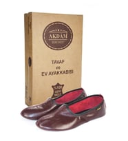 %100 Deri Hac Umre Tavaf Patiği ve Ev Ayakkabısı Bordo